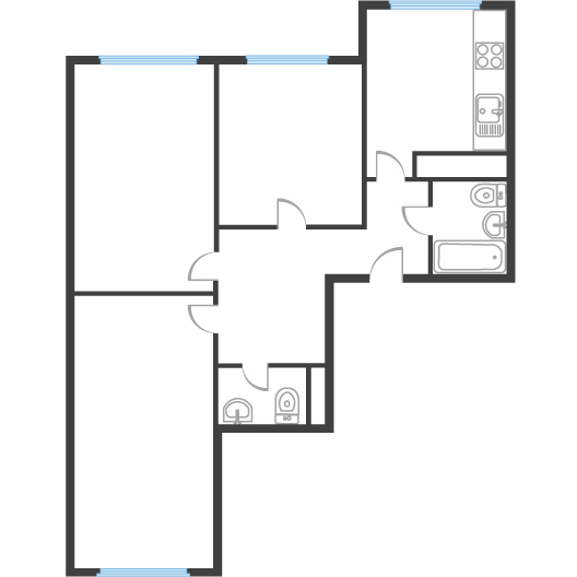 3-комнатная квартира 80.41 кв.м. в Воскресенском