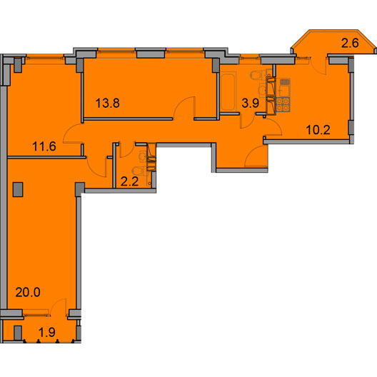 3-комнатная квартира 73.30 кв.м. в Старой Купавне