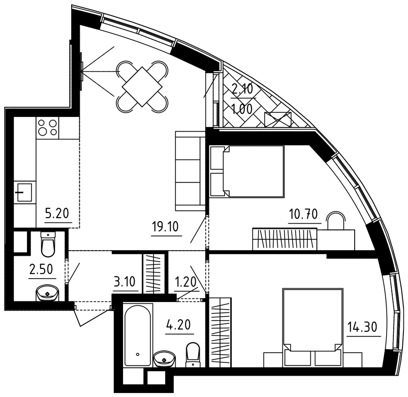 3-комнатная квартира 61.30 кв.м. в Десеновском