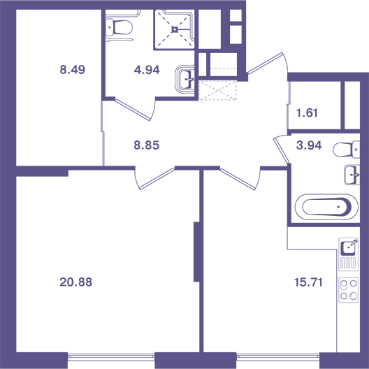 1-комнатная квартира 64.40 кв.м. в Лосиноостровском