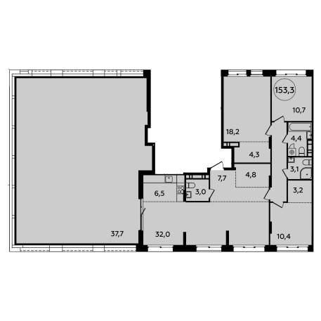 4-комнатная квартира 153.30 кв.м. в Сосенском