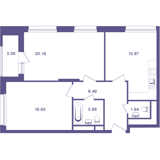 2-комнатная квартира 68.80 кв.м. в Лосиноостровском