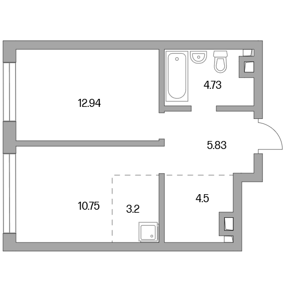 2-комнатная квартира 41.95 кв.м. в Западном Дегунине