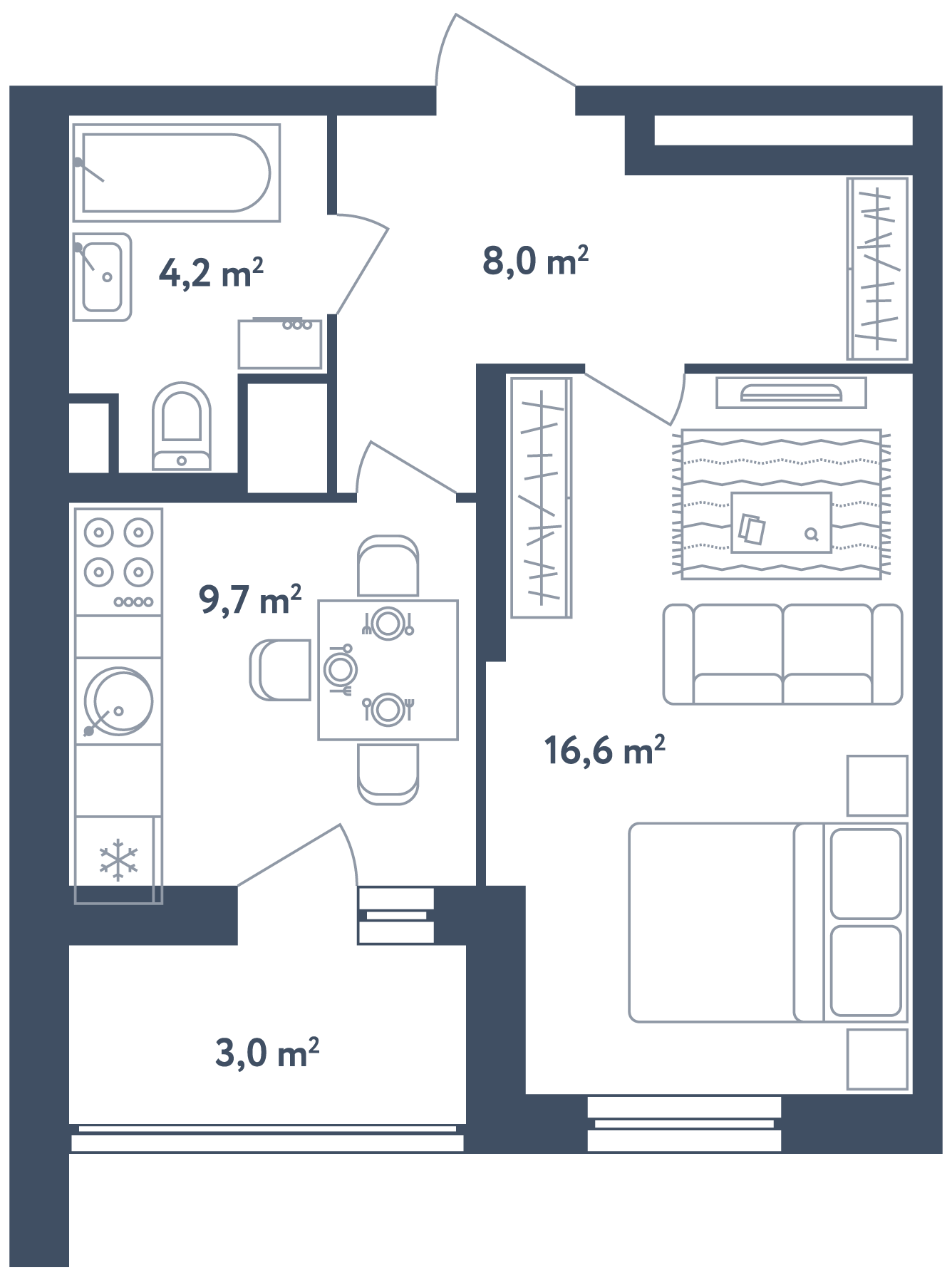 1-комнатная квартира 40.20 кв.м. в Лианозово