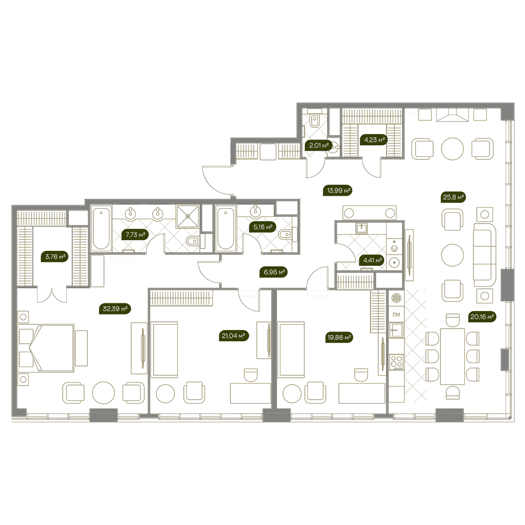 4-комнатная квартира 169.20 кв.м. в Раменках