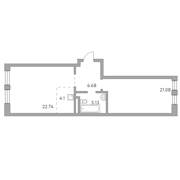 2-комнатная квартира 59.73 кв.м. в Басманном