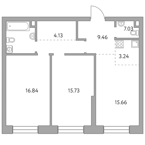 3-комнатная квартира 72.09 кв.м. в Замоскворечье