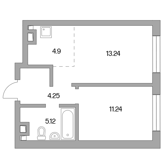 2-комнатная квартира 38.75 кв.м. в Западном Дегунине