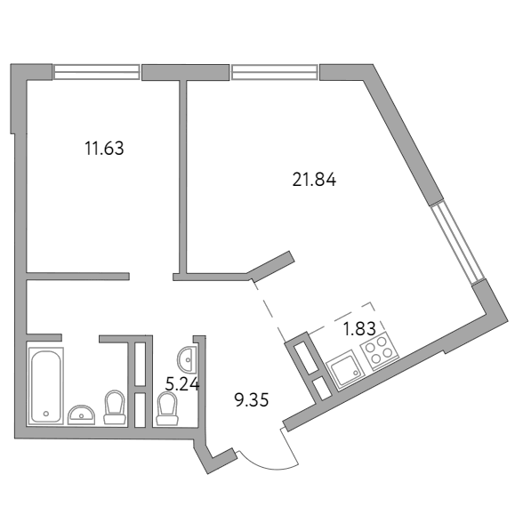 2-комнатная квартира 49.89 кв.м. в Красногорске