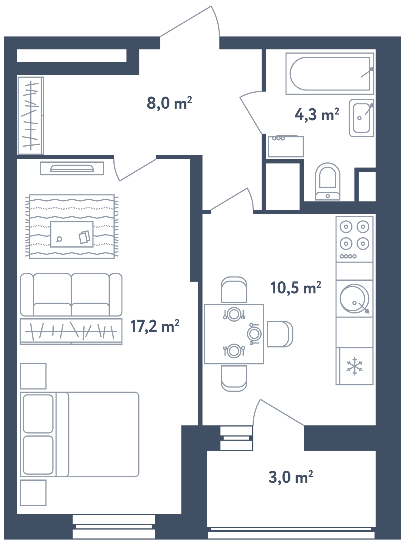 1-комнатная квартира 41.00 кв.м. в Лианозово