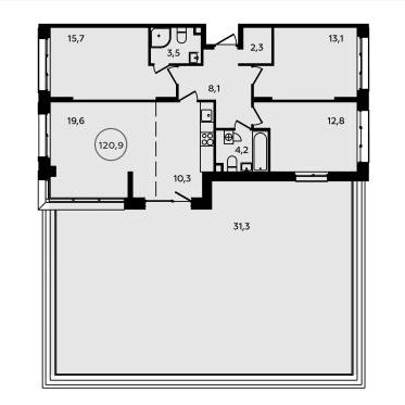 4-комнатная квартира 120.90 кв.м. в Сосенском