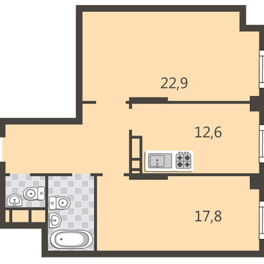 2-комнатная квартира 71.20 кв.м. в Богородском