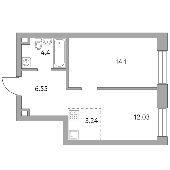 2-комнатная квартира 40.32 кв.м. в Замоскворечье