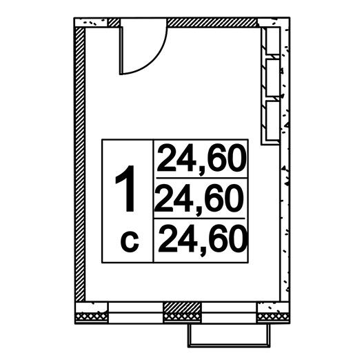1-комнатная квартира 24.60 кв.м. в Останкинском