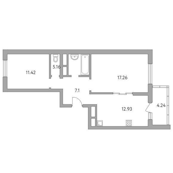 2-комнатная квартира 58.11 кв.м. в Балашихе