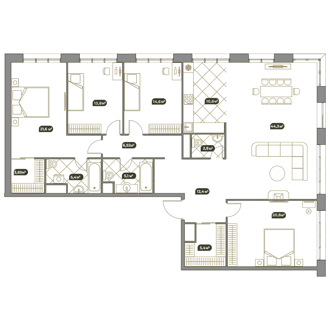 5-комнатная квартира 167.50 кв.м. в Раменках