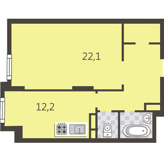 1-комнатная квартира 49.70 кв.м. в Богородском
