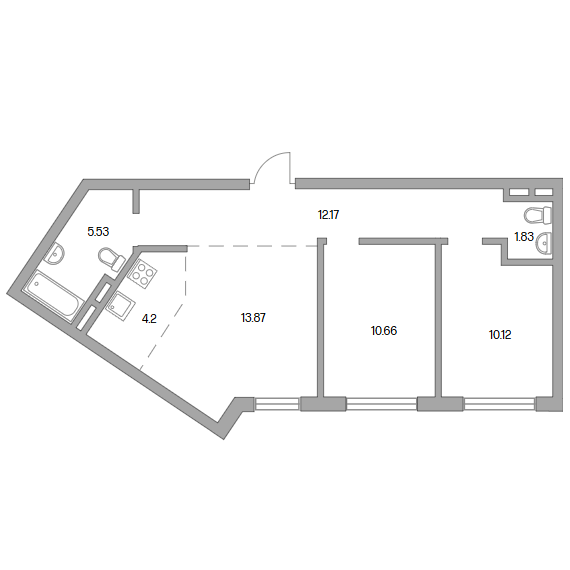 3-комнатная квартира 58.38 кв.м. в Красногорске