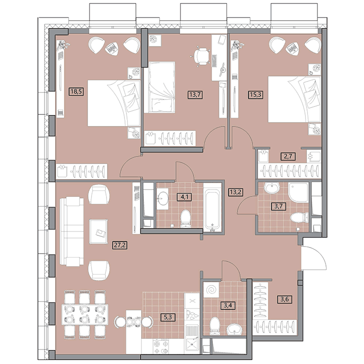 4-комнатная квартира 111.60 кв.м. в Очаково-Матвеевском