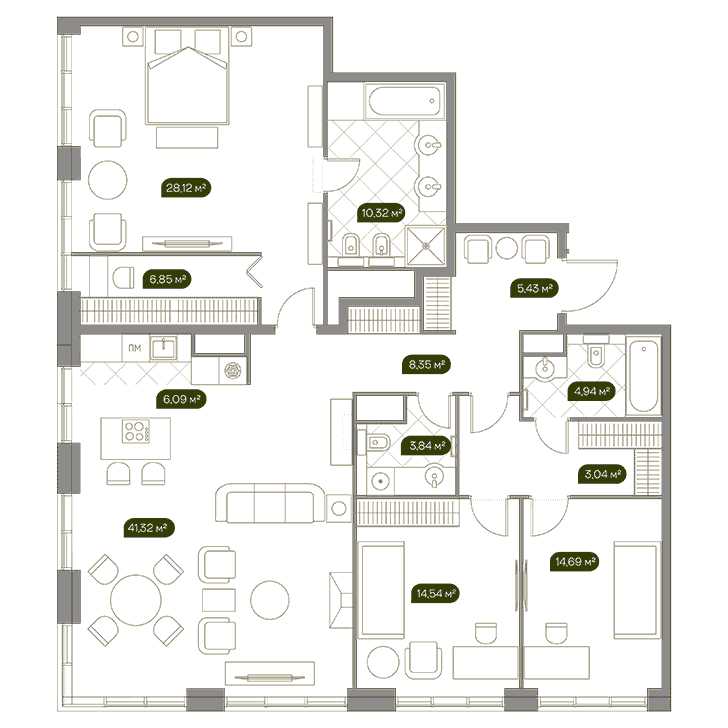 4-комнатная квартира 149.00 кв.м. в Раменках