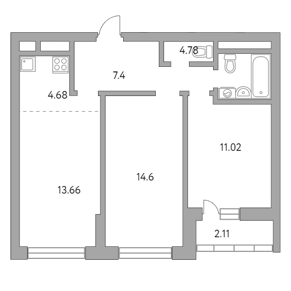 3-комнатная квартира 58.25 кв.м. в Красногорске