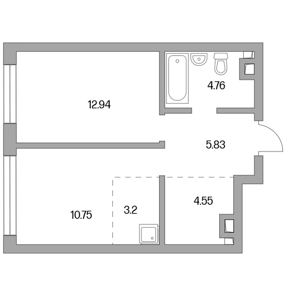 2-комнатная квартира 42.03 кв.м. в Западном Дегунине