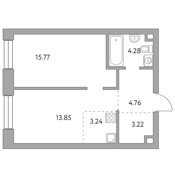 2-комнатная квартира 45.12 кв.м. в Замоскворечье
