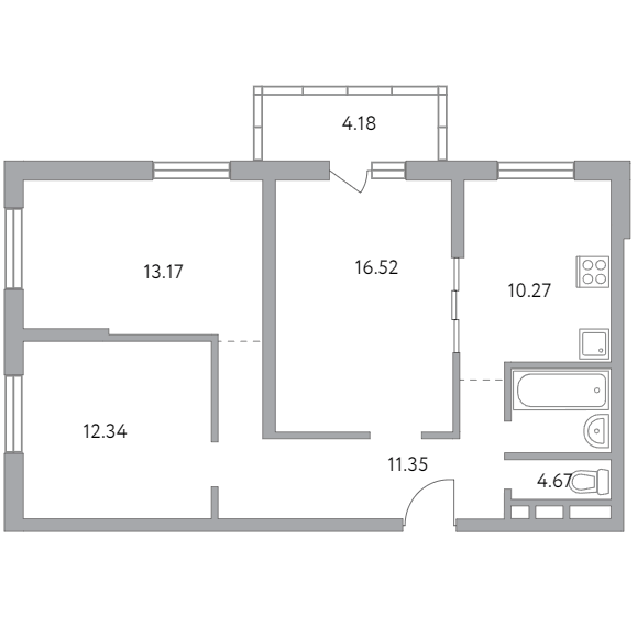 3-комнатная квартира 72.50 кв.м. в Балашихе