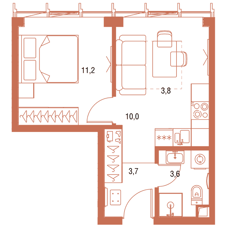 1-комнатная квартира 32.22 кв.м. в Савёловском