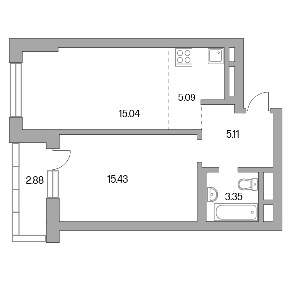 2-комнатная квартира 46.90 кв.м. в Красногорске