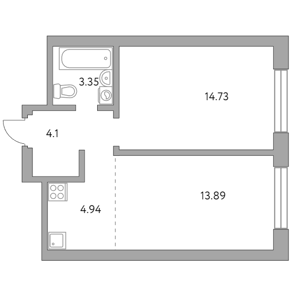 2-комнатная квартира 41.01 кв.м. в Красногорске