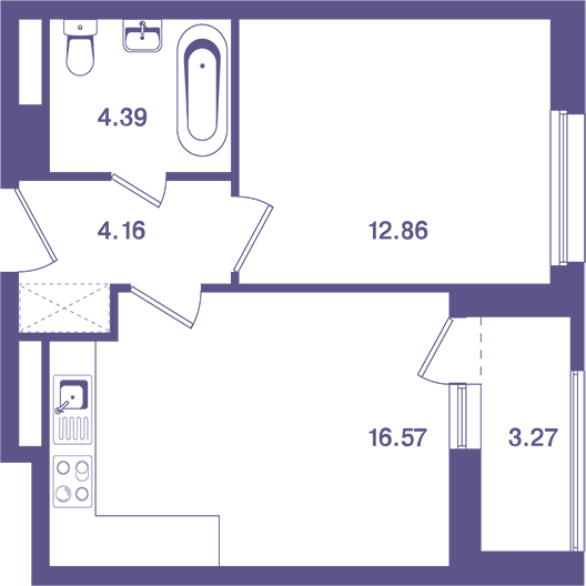 1-комнатная квартира 39.60 кв.м. в Лосиноостровском