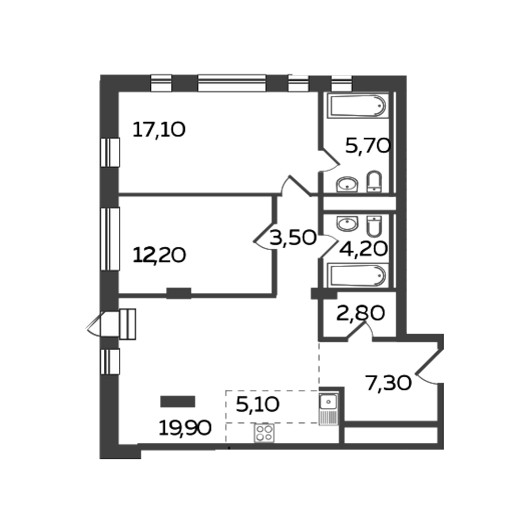 3-комнатная квартира 85.90 кв.м. в Люберцах