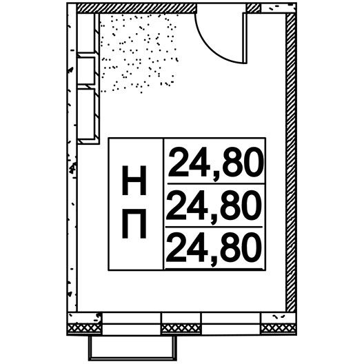 2-комнатная квартира 24.80 кв.м. в Останкинском