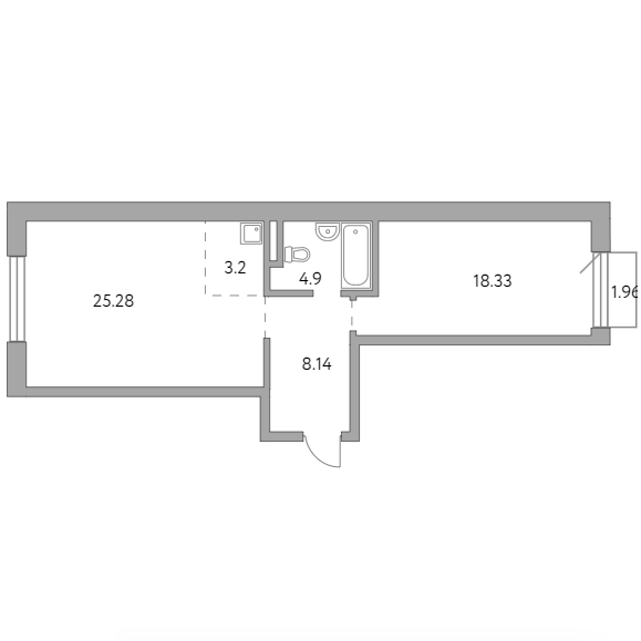 2-комнатная квартира 61.81 кв.м. в Басманном