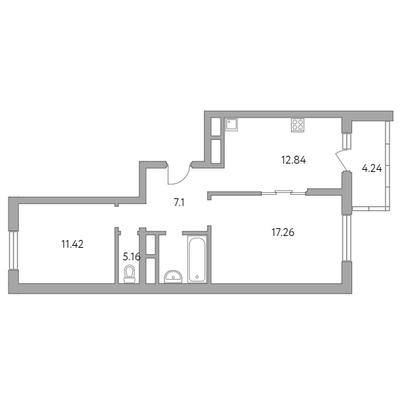 2-комнатная квартира 58.02 кв.м. в Балашихе