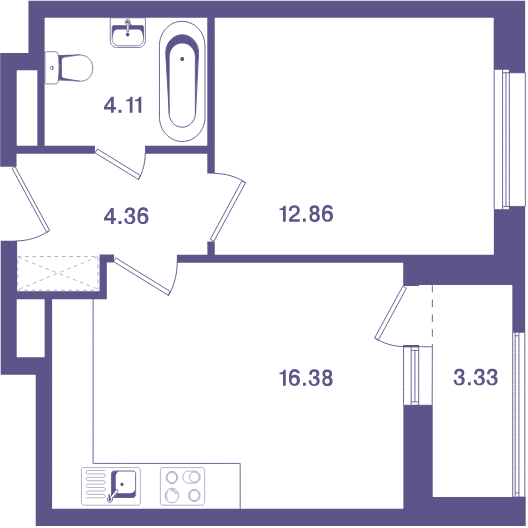 1-комнатная квартира 39.40 кв.м. в Лосиноостровском