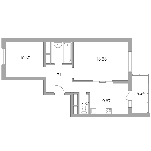 2-комнатная квартира 54.11 кв.м. в Балашихе