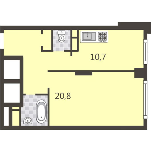 1-комнатная квартира 48.20 кв.м. в Богородском