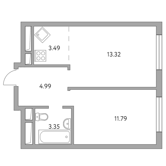2-комнатная квартира 36.94 кв.м. в Красногорске