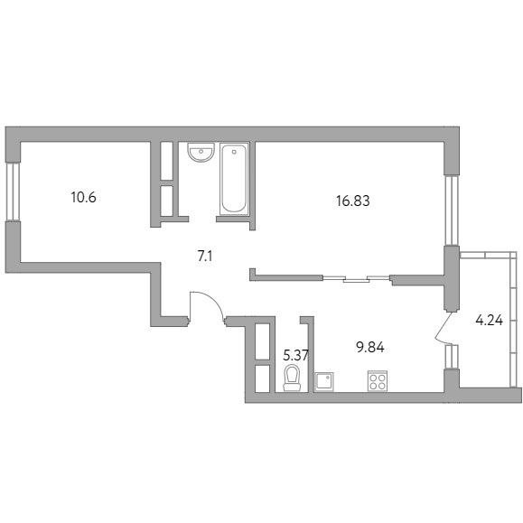 2-комнатная квартира 53.98 кв.м. в Балашихе