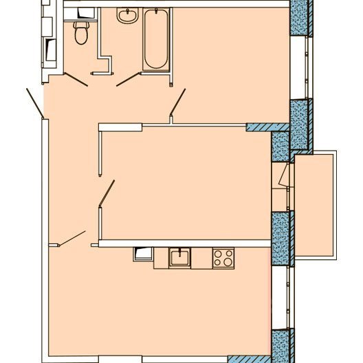 2-комнатная квартира 56.85 кв.м. в Люберцах