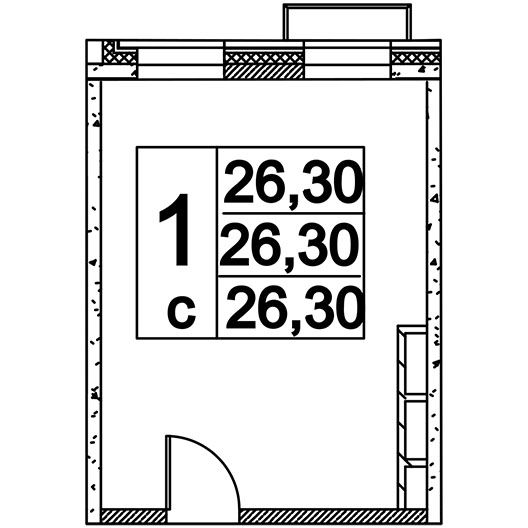 1-комнатная студия 26.30 кв.м. в Останкинском