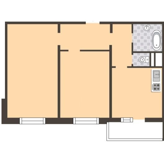 2-комнатная квартира 63.90 кв.м. в Северном