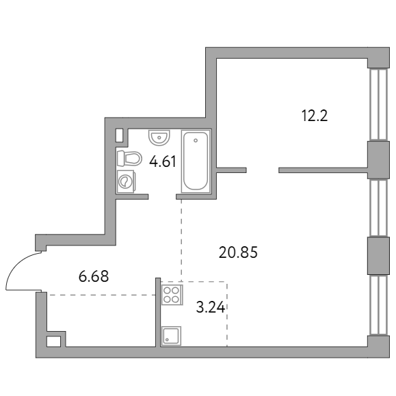 2-комнатная квартира 51.68 кв.м. в Замоскворечье