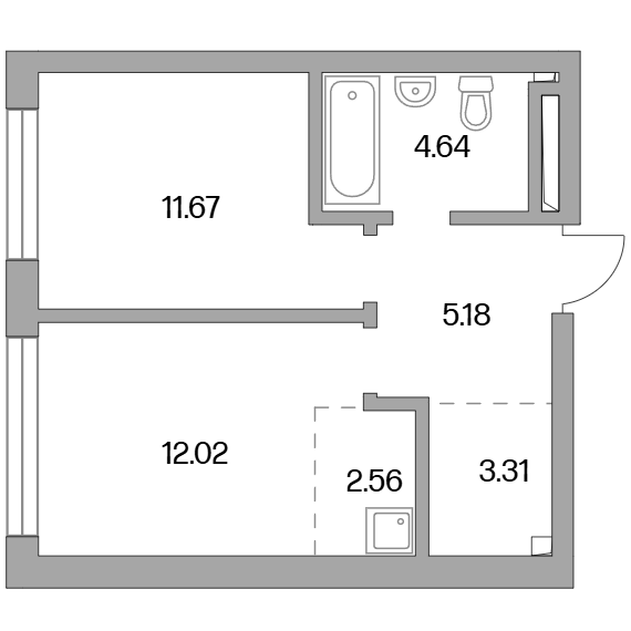 2-комнатная квартира 39.38 кв.м. в Западном Дегунине