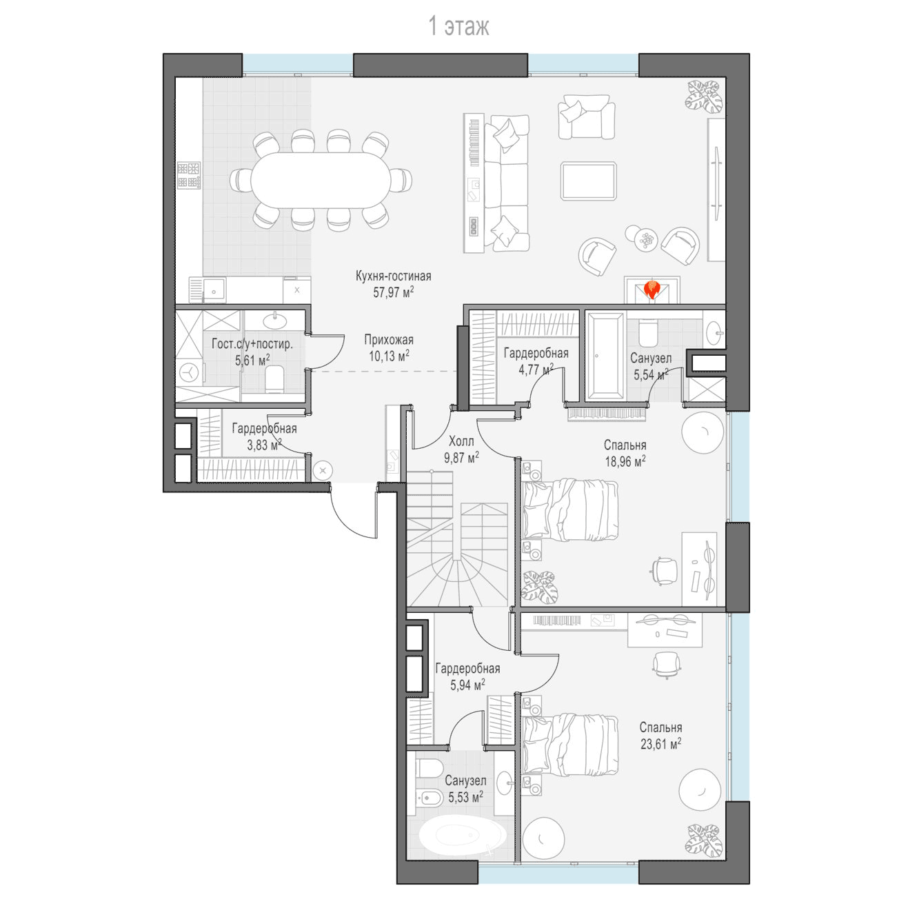 4-комнатная квартира 211.98 кв.м. в Тверском