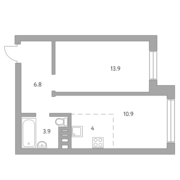 2-комнатная квартира 39.50 кв.м. в Болшеве