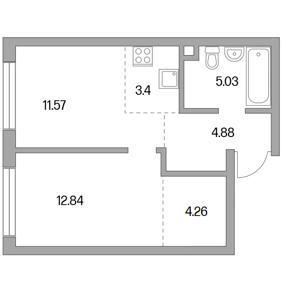 2-комнатная квартира 41.98 кв.м. в Нагатино-Садовниках