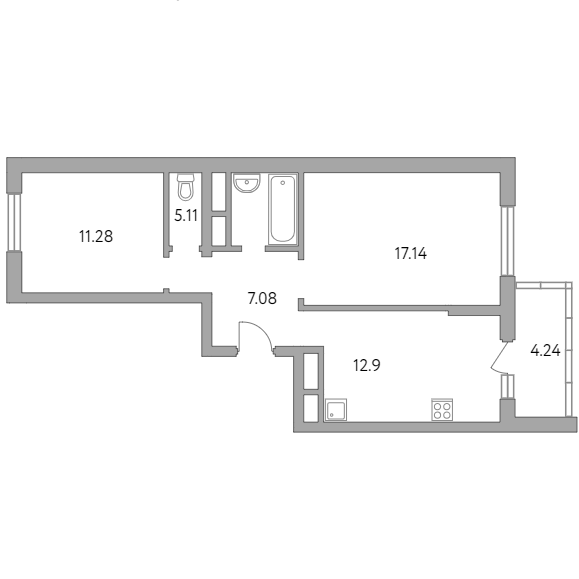 2-комнатная квартира 57.75 кв.м. в Балашихе